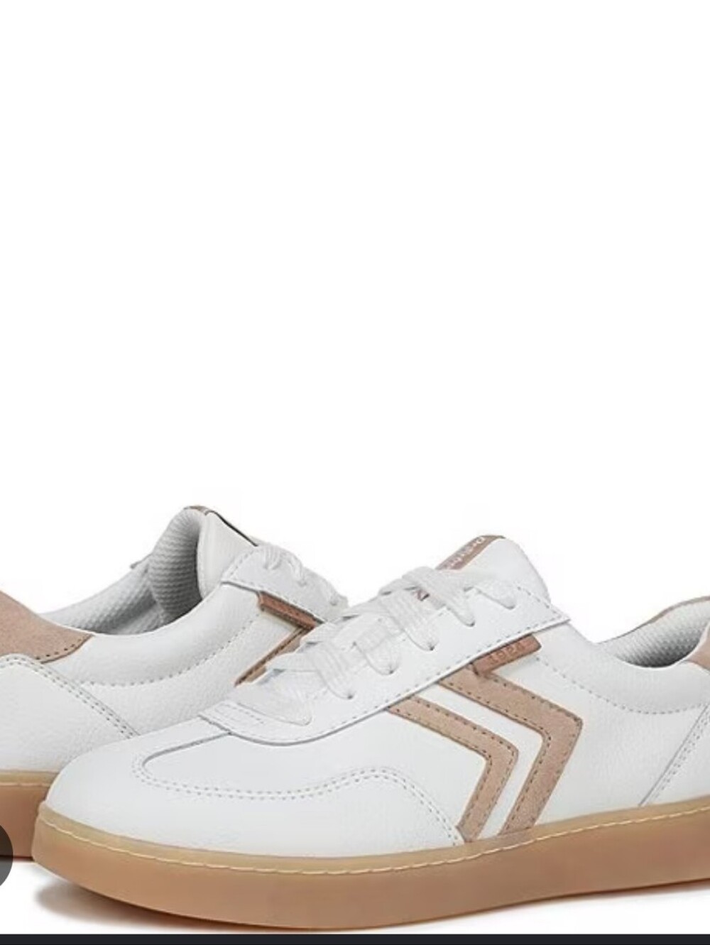 Dr. Scholl's White and Tan Rebel Sport Leather Sneakers Womens